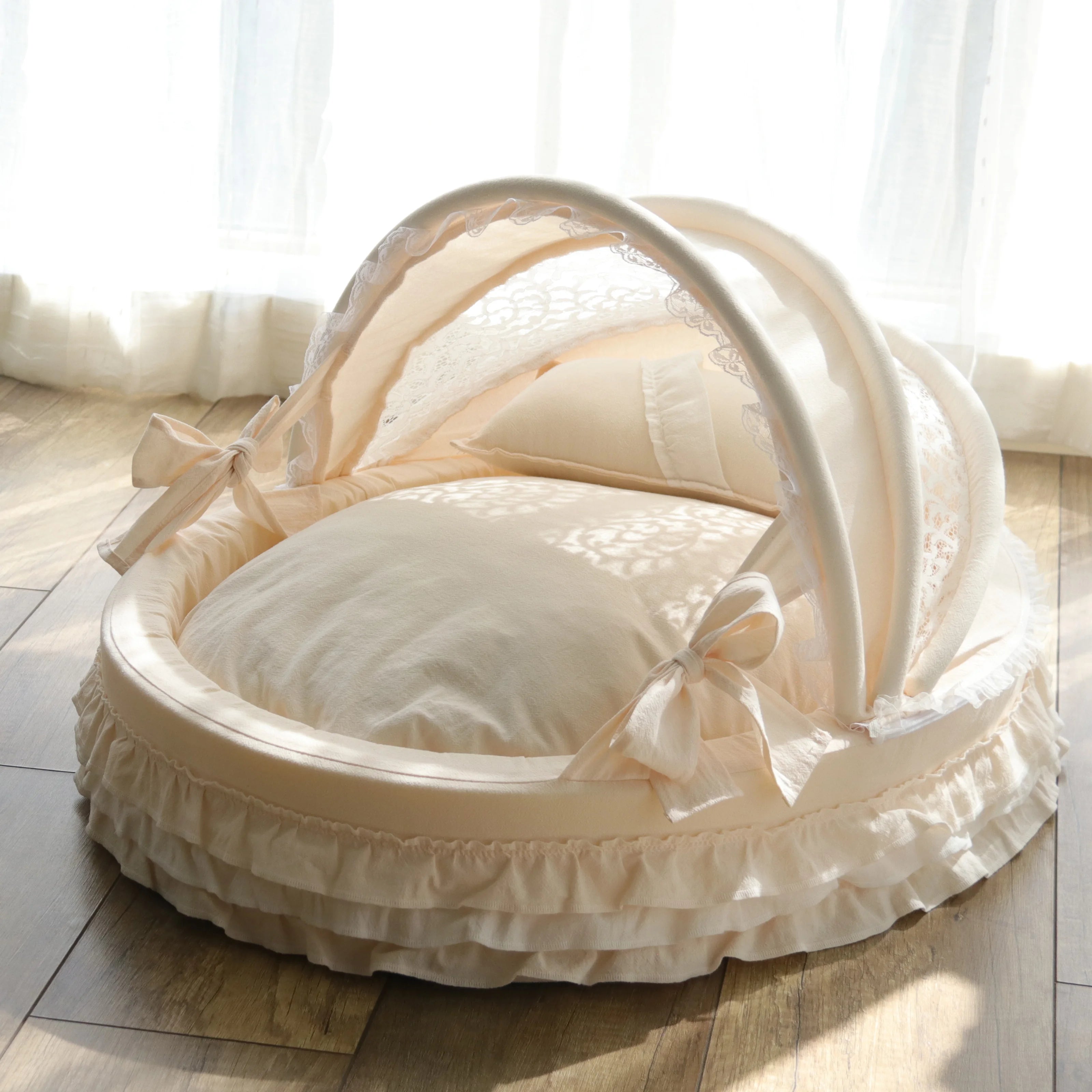 Pet Cradle Bed with Cotton Puppy Kitten Princess Bed