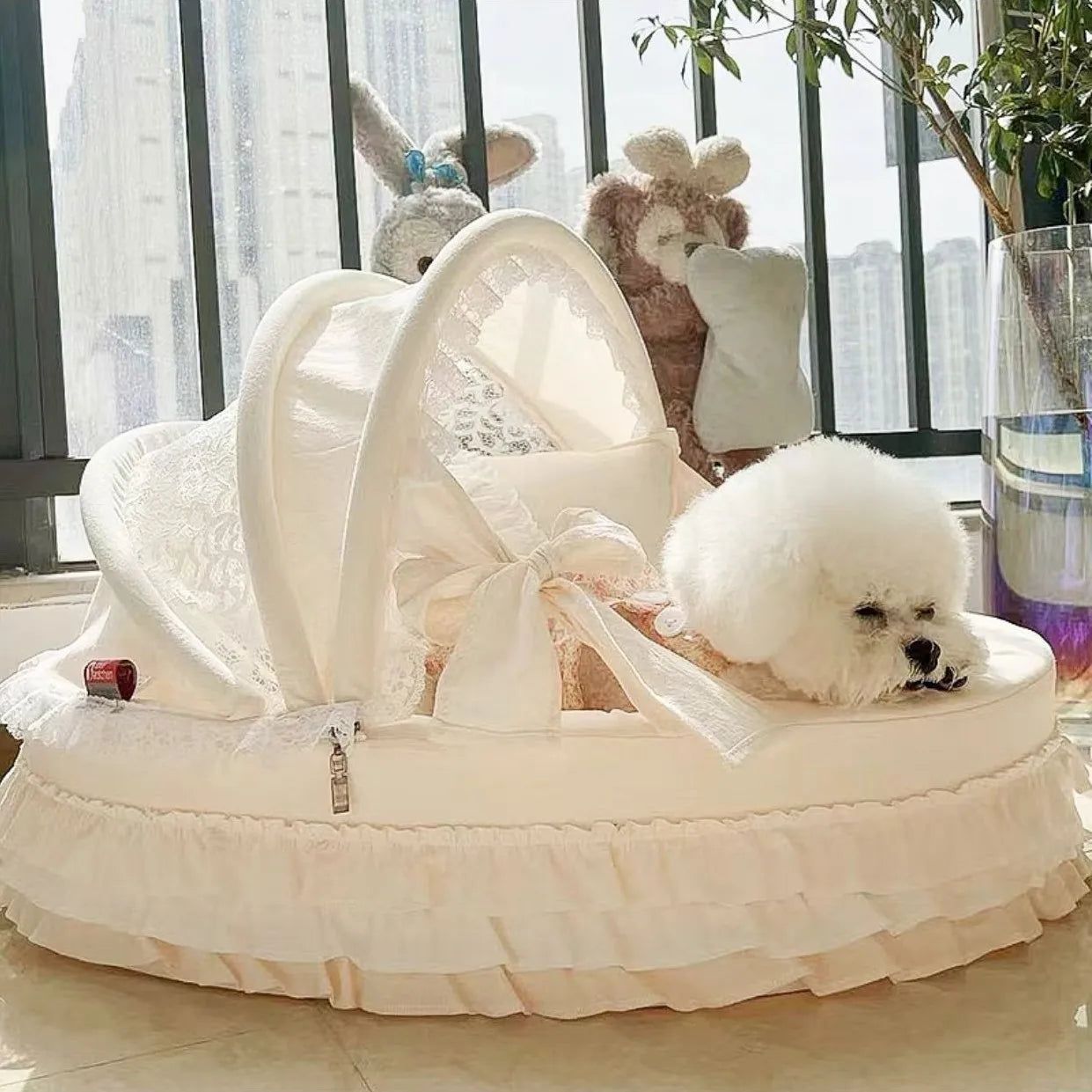 Pet Cradle Bed with Cotton Puppy Kitten Princess Bed