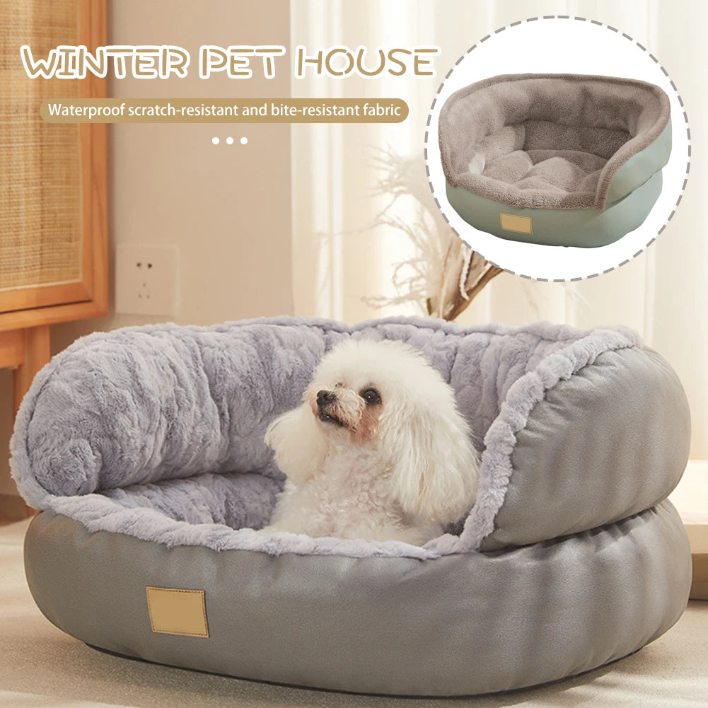 Washable Round Fluffy Cat Dog Bed Non-Slip Bottom Waterproof Pet Mattress