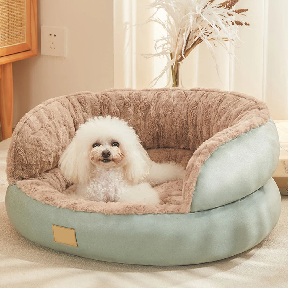 Washable Round Fluffy Cat Dog Bed Non-Slip Bottom Waterproof Pet Mattress